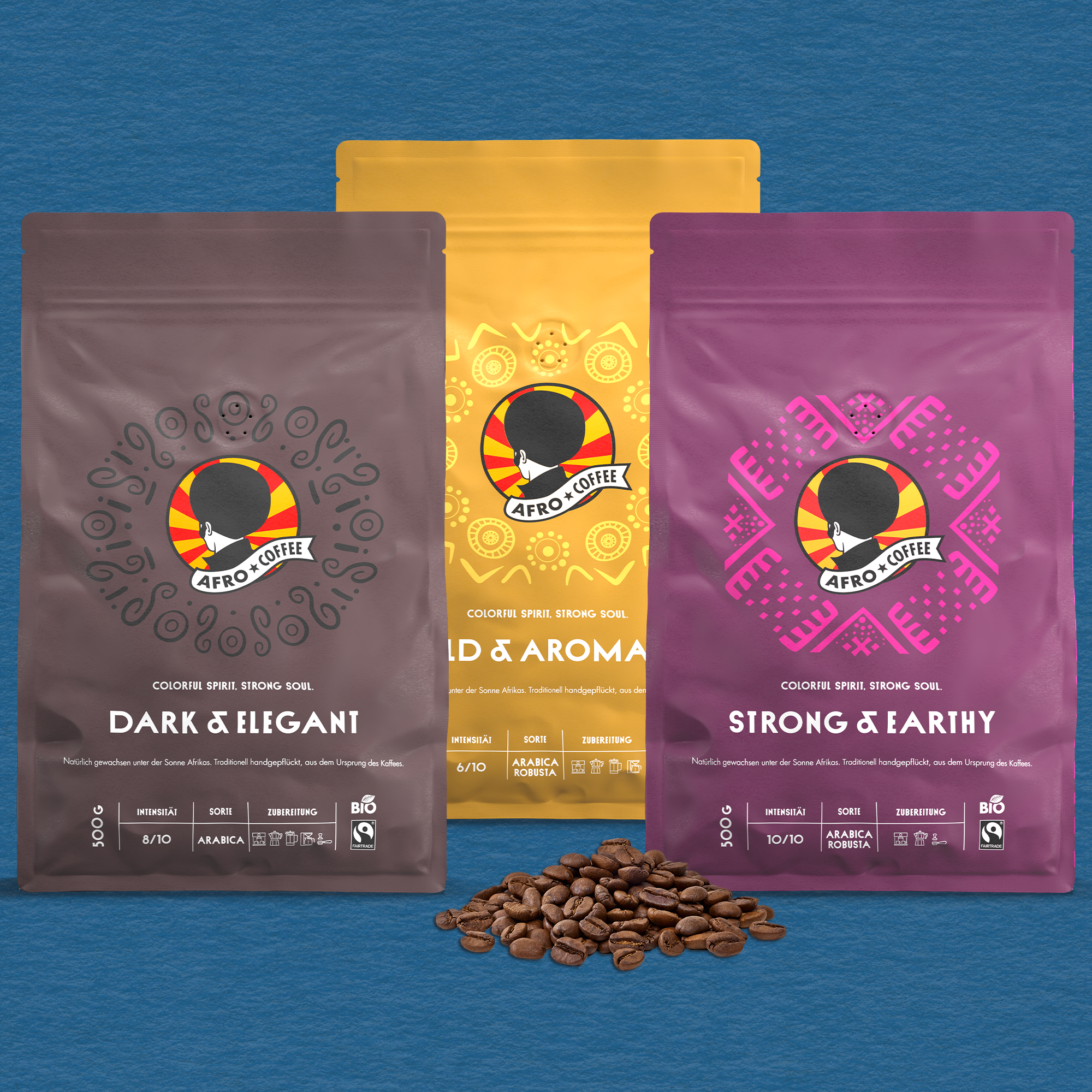 Probierset Bio, Fairtrade Kaffeebohnen 500g