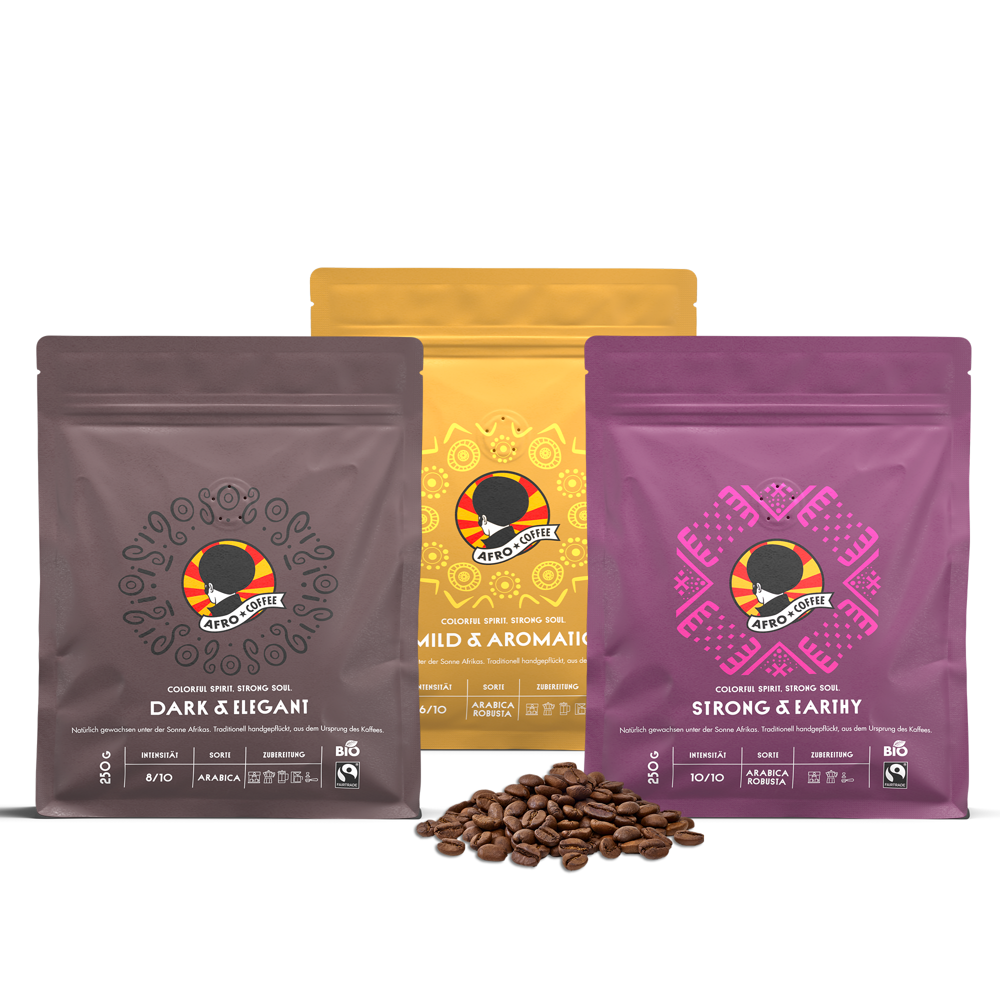 Probierset Bio, Fairtrade Kaffeebohnen 250g