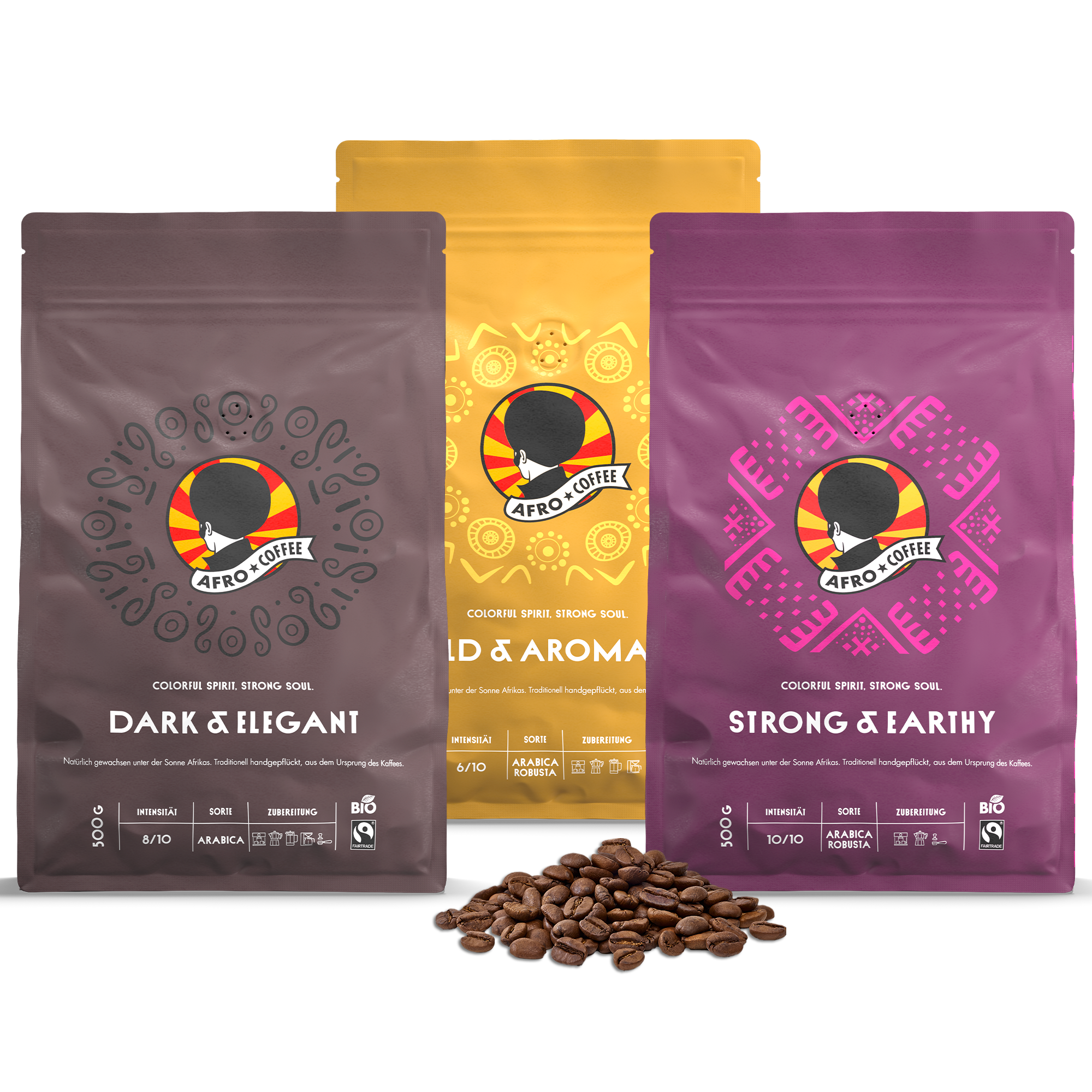 Probierset Bio, Fairtrade Kaffeebohnen 500g